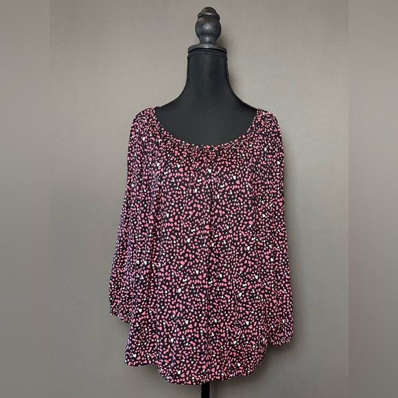Michael Kors Black and Pink Heart Pattern Blouse - Picture 1 of 4
